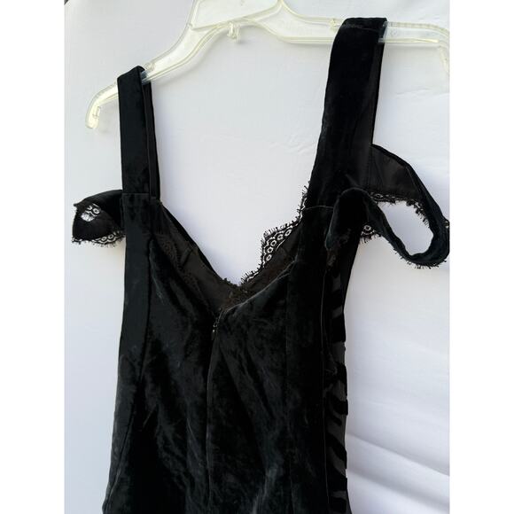 Vintage Roberto Cavalli Black Y2K Devoré Velvet Animal Print Lace Slip Dress - Picture 6 of 13